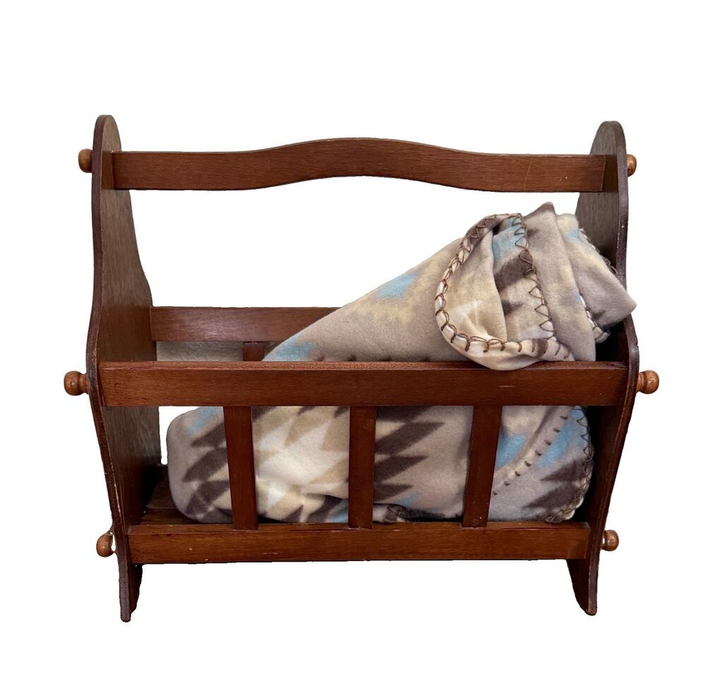 VINTAGE Centurion Solid Wood Magazine Rack Stand W/Handle Portable, MCM 70/80s